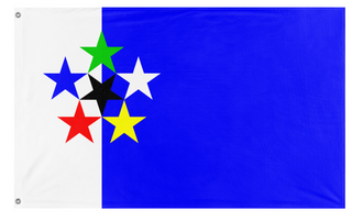 A mockup of the custom flag 'Flags of the World' on a white background