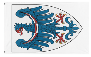 A mockup of the custom flag 'Krain Region flag' on a white background