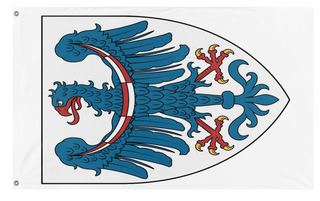 A mockup of the custom flag 'Krain Region flag' on a white background