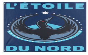A mockup of the custom flag 'L'etoile Du Nord flag' on a white background