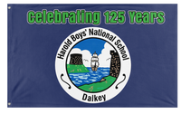 A mockup of the custom flag 'Harold Boys National School flag' on a white background