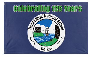 A mockup of the custom flag 'Harold Boys National School flag' on a white background