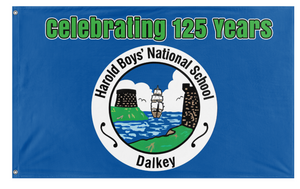 A mockup of the custom flag 'Harold Boys National School flag' on a white background