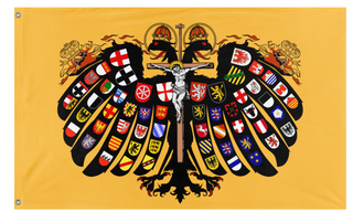 A mockup of the custom flag 'Quaternion Flag of the Holy Roman Empire' on a white background