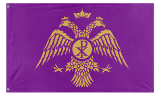 A mockup of the custom flag 'Byzantine Empire Double-Headed Eagle flag' on a white background