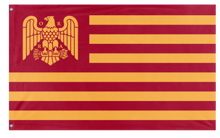 A mockup of the custom flag 'Roman America flag' on a white background