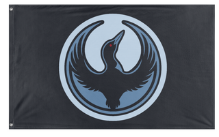 A mockup of the custom flag 'Minnesota Rebel Alliance flag' on a white background