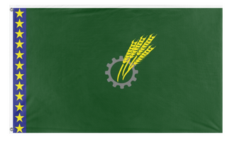 A mockup of the custom flag 'Wisconsin socialist flag' on a white background