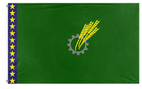 A mockup of the custom flag 'wisconsin socialist flag' on a white background