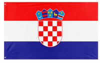 A mockup of the custom flag 'HRVATSKA flag' on a white background