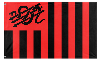 A mockup of the custom flag 'Iron Front Gadsden United States flag' on a white background