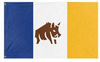 A mockup of the custom flag 'Wregon  flag' on a white background