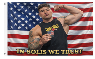 A mockup of the custom flag 'The stud flag' on a white background