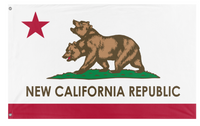 A mockup of the custom flag '2026 New California Republic flag' on a white background