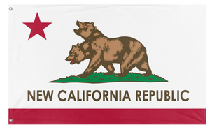 A mockup of the custom flag '2026 New California Republic flag' on a white background
