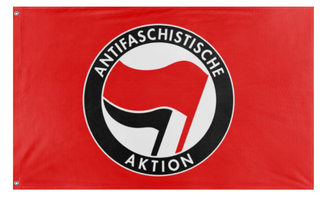 A mockup of the custom flag 'ANTIFA flag' on a white background