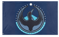 A mockup of the custom flag 'Minnesota Rebel Loan with Stars flag' on a white background