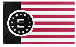A mockup of the custom flag 'Chicago Enclave flag' on a white background