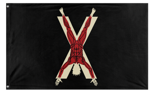 A mockup of the custom flag 'Flag of House Bolton' on a white background
