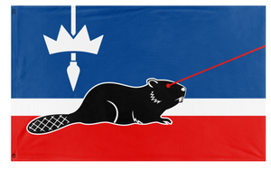 A mockup of the custom flag 'Virginia Laser Beaver flag' on a white background