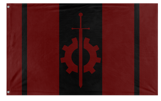 A mockup of the custom flag 'Brotherhood Outcasts flag' on a white background