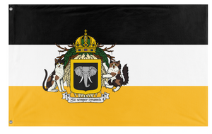 A mockup of the custom flag 'Grand Duchy of Tresoria flag' on a white background