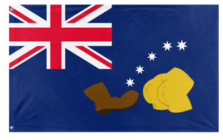 A mockup of the custom flag 'simpsons Aussie flag' on a white background