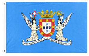 A mockup of the custom flag 'Portuguese Macau flag' on a white background