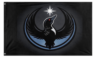 A mockup of the custom flag 'The Loon of Hope flag' on a white background