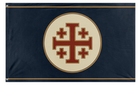 A mockup of the custom flag 'Dark Blue Templar flag' on a white background