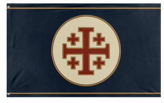 A mockup of the custom flag 'Dark Blue Templar flag' on a white background