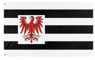 A mockup of the custom flag 'Flag of Brandenburg' on a white background