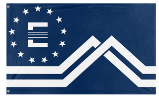 A mockup of the custom flag 'Montana Enclave flag' on a white background