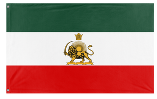 A mockup of the custom flag 'ROYAL IRAN FLAG' on a white background