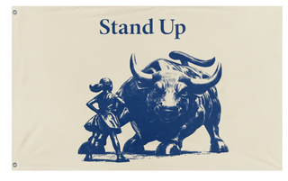 A mockup of the custom flag 'Stand Up flag' on a white background