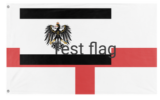 A mockup of the custom flag 'Test t flag' on a white background