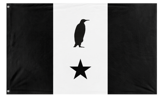 A mockup of the custom flag 'Penguinian Flag' on a white background