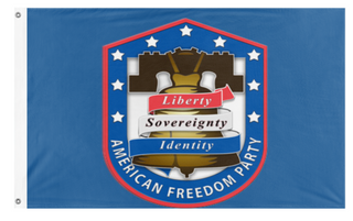 A mockup of the custom flag 'American Freedom Party flag' on a white background