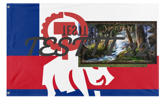 A mockup of the custom flag 'test 8 flag' on a white background