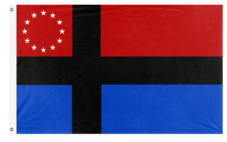 A mockup of the custom flag 'Merane flag' on a white background