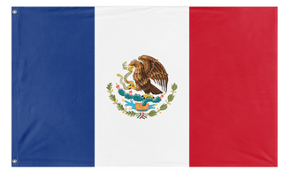 A mockup of the custom flag 'french mexico flag' on a white background
