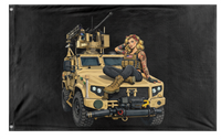 A mockup of the custom flag 'girl on MADIS flag' on a white background