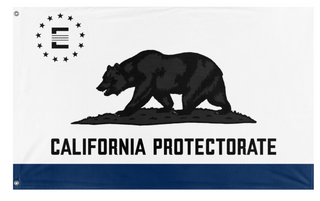 A mockup of the custom flag 'California Protectorate' on a white background