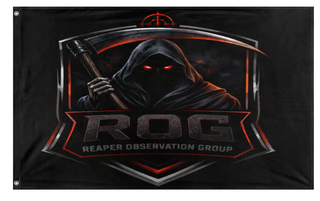 A mockup of the custom flag 'ROG flag' on a white background