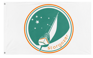 A mockup of the custom flag 'Stargazer flag' on a white background