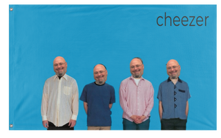 A mockup of the custom flag 'Cheezer flag' on a white background