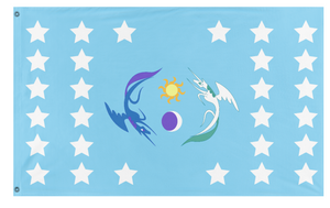 A mockup of the custom flag 'Kingdom of Equestria flag' on a white background