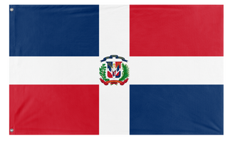 A mockup of the custom flag 'Domainican replupic flag' on a white background