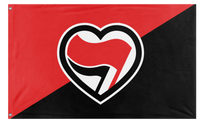 A mockup of the custom flag 'Antifa Love Flag' on a white background