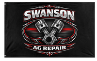 A mockup of the custom flag 'Swanson ag flag' on a white background